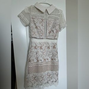 White Lace Nude Effect Dress